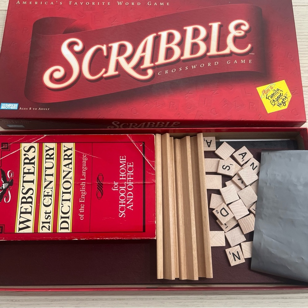 Vintage Scrabble Crossword Board Game With Tiles and Webster’s Dictionary - Picture 7 of 7